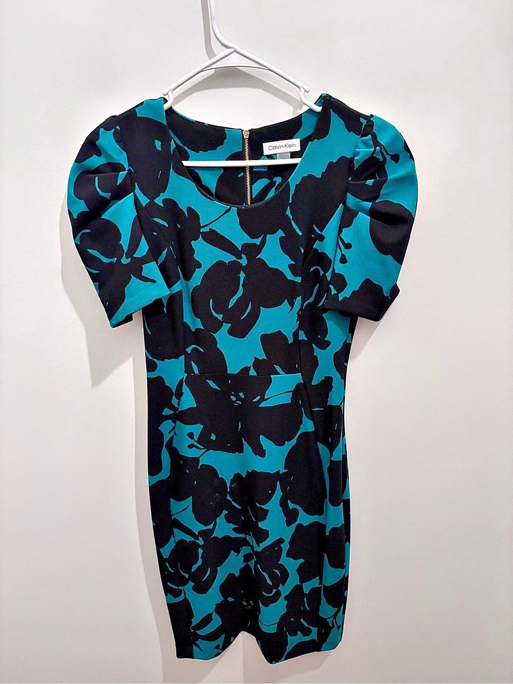 Calvin Klein Floral Mini Dress in Blue & Black Size 4